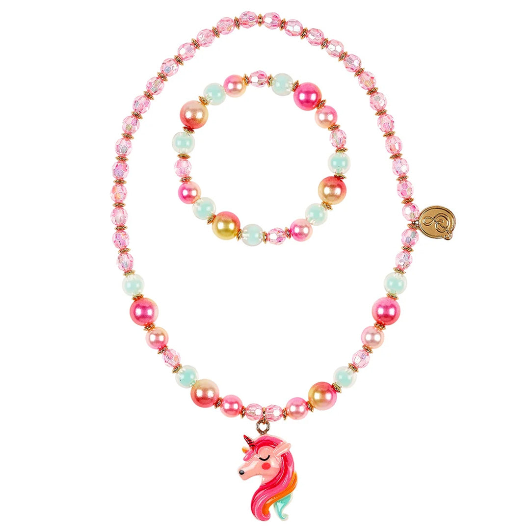 Souza for kids ketting en armband set voor kinderen met veelkleurige kralen en een eenhoorn hanger.