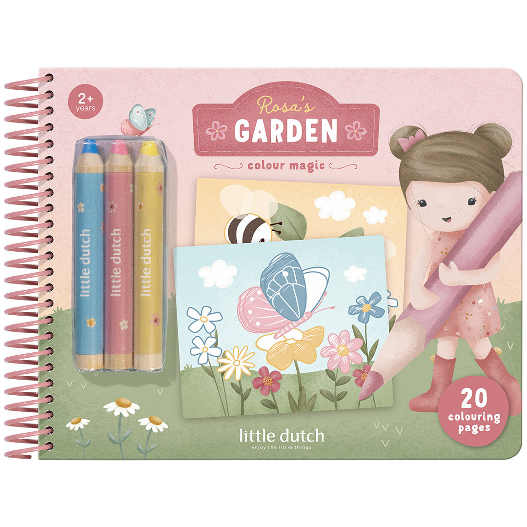 126848 | little dutch kleurboek met kleurpotloden rosa's garden | 1
