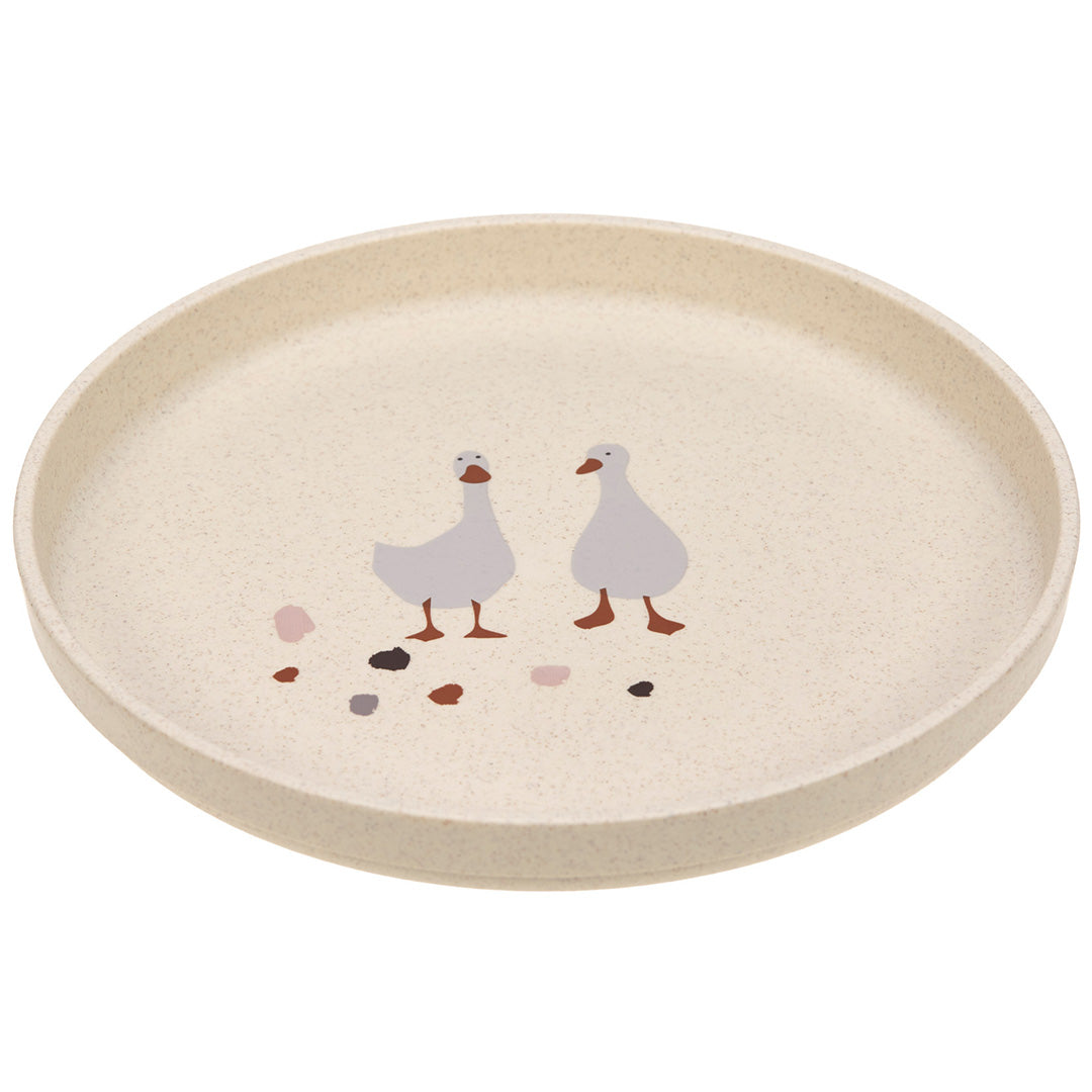 lässig assiette enfant tiny farmer - mouton-oie nature