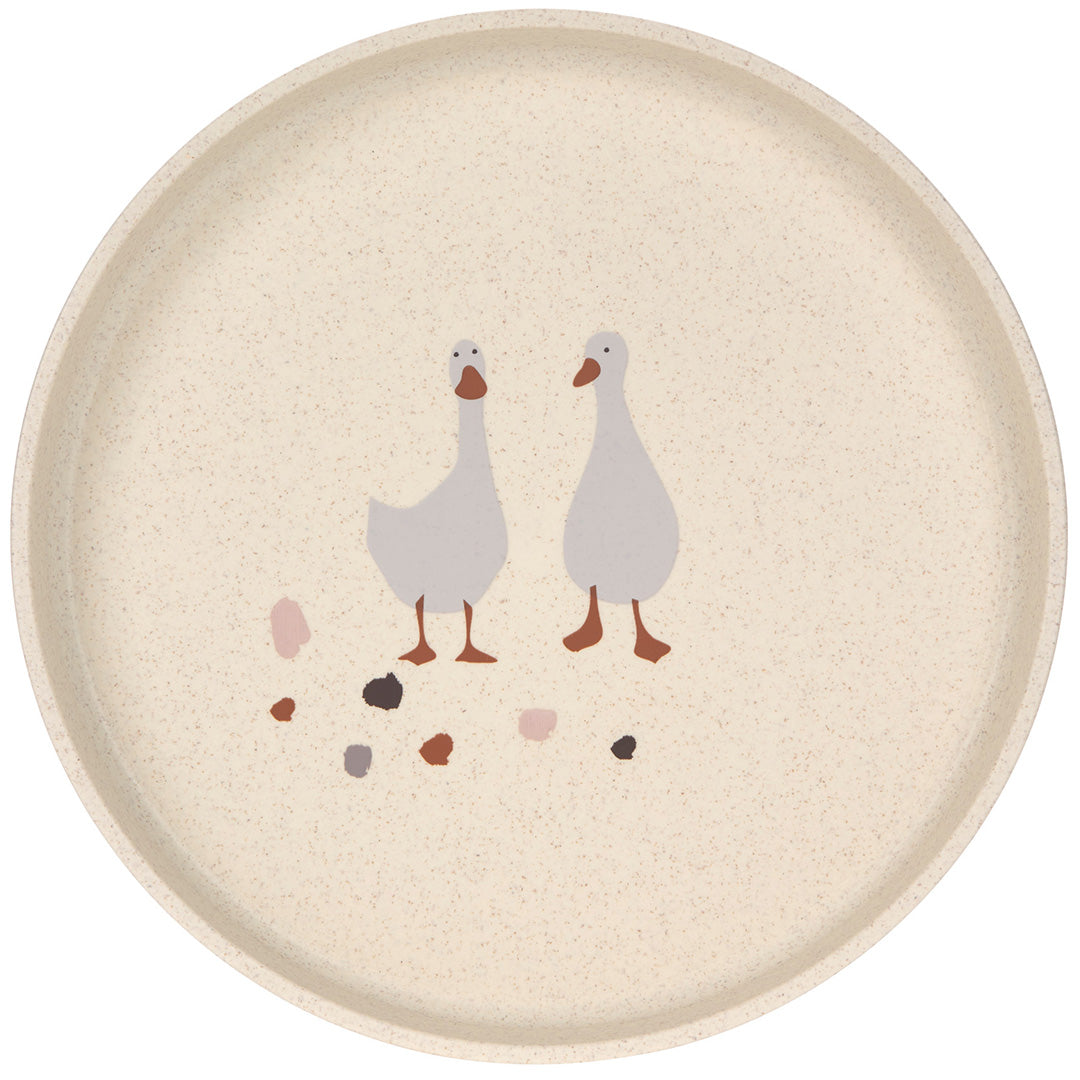 lässig assiette enfant tiny farmer - mouton-oie nature