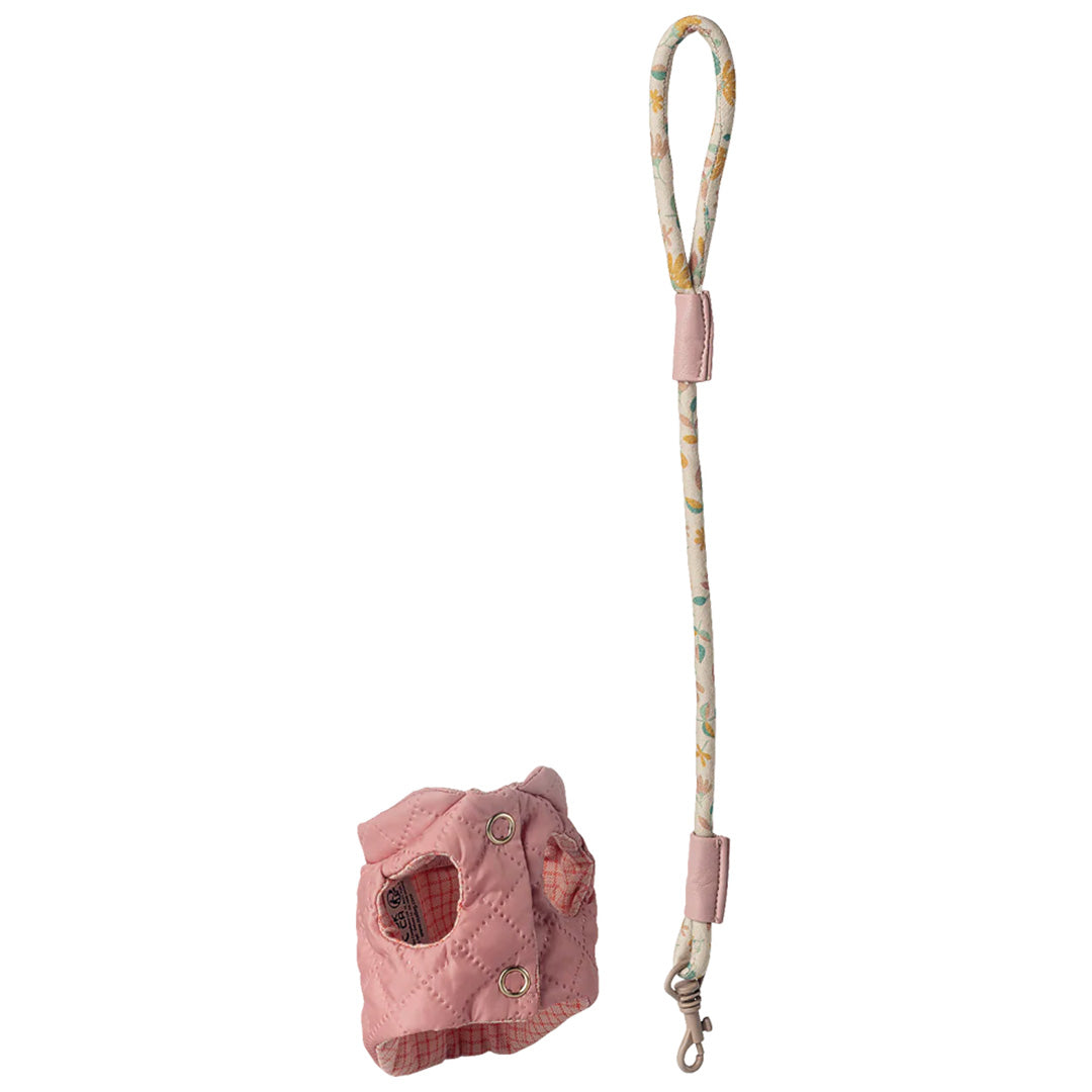 maileg poppenriem en tuigje - hond - roze | 16-6913-00 | 1