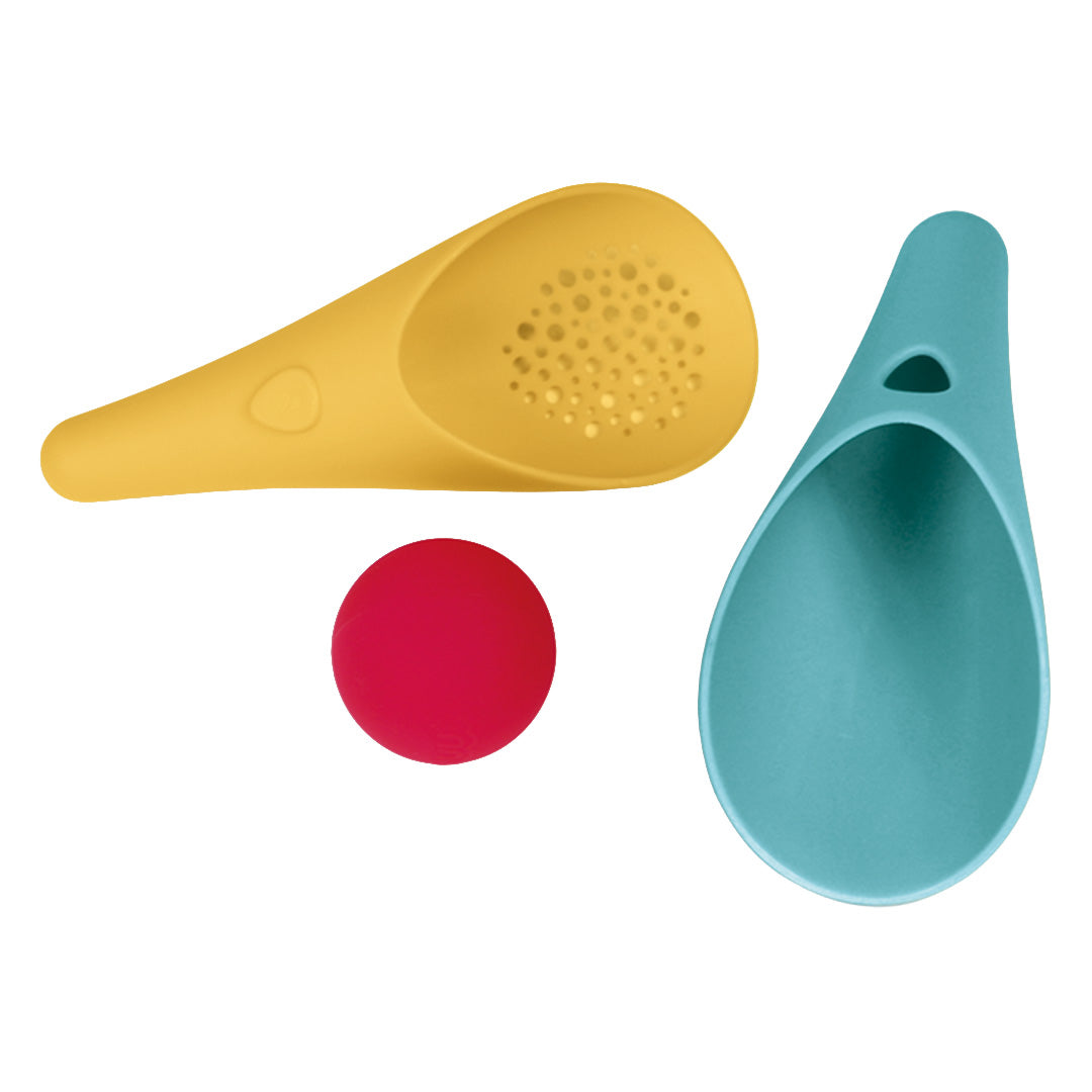 quut pelle avec tamis et balle cuppi 3-en-1 - banana blue
