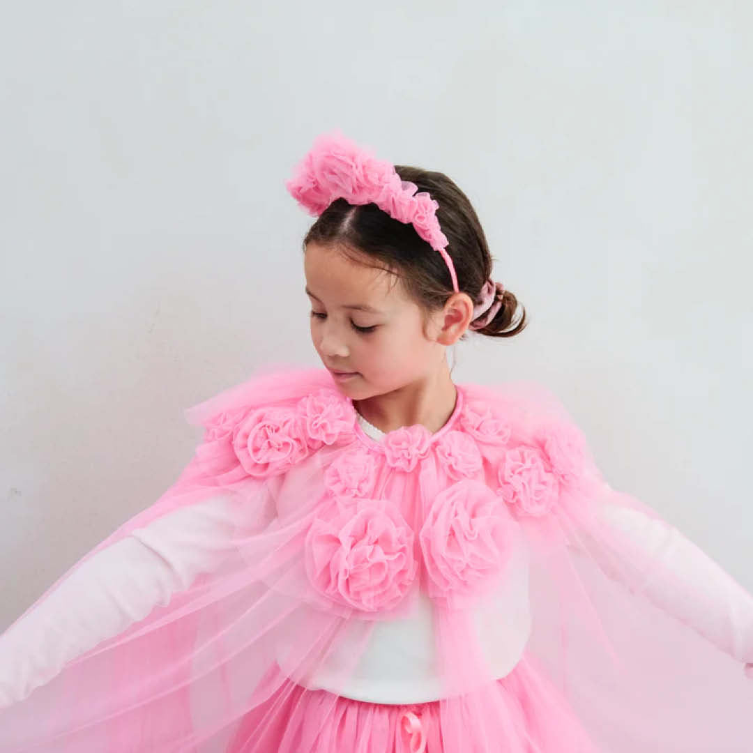 mimi & lula verkleedcape ruffle flower - pink | 175018-04 | 3