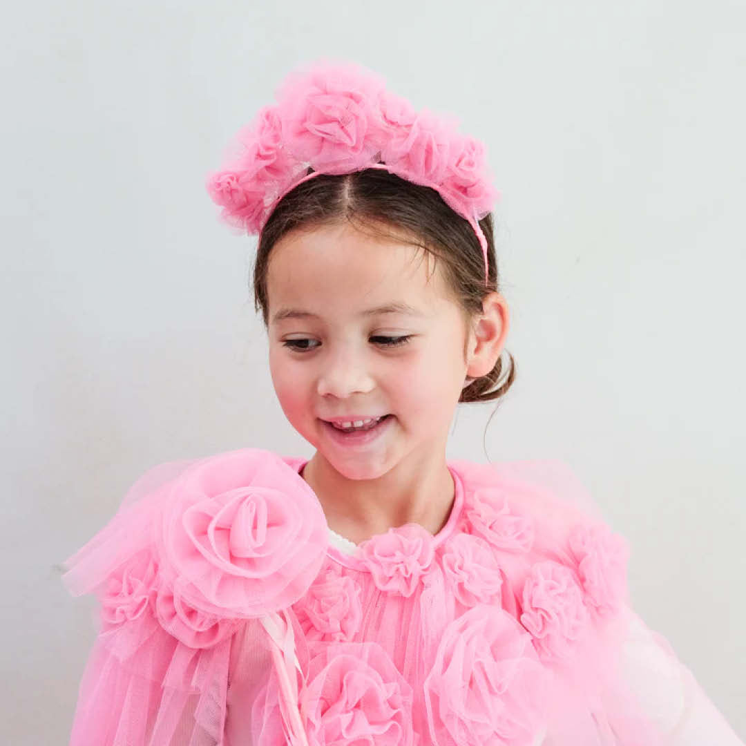 mimi & lula diadeem ruffle flower - pink | 175019-04 | 1