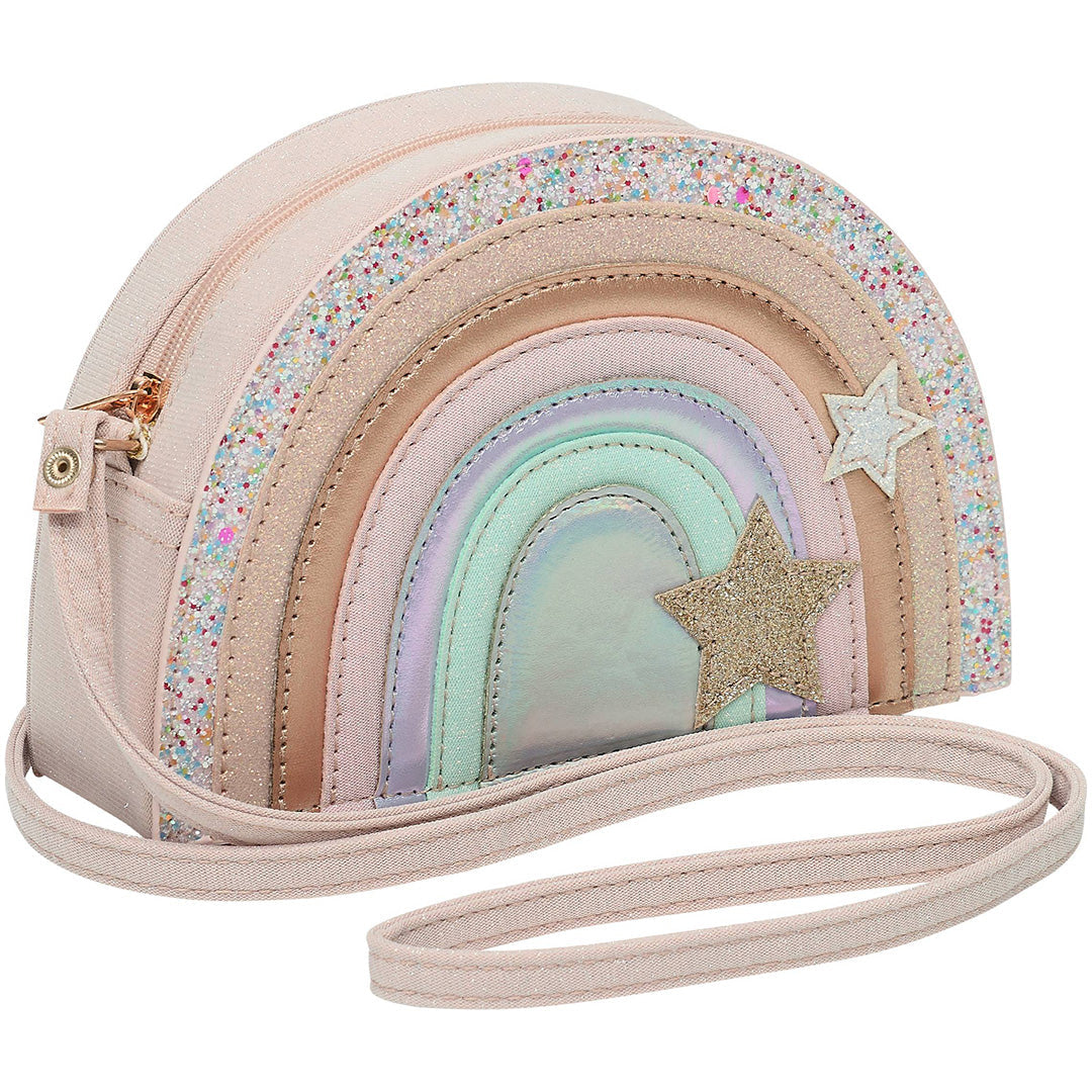mimi & lula regenboog schoudertasje met glitter en sterren.