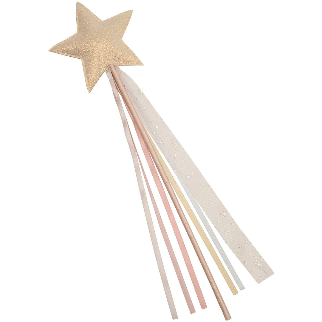 Mimi & Lula toverstaf met een glimmende beige ster en pastelkleurige linten.