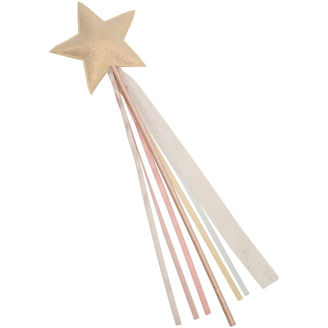 Mimi & Lula toverstaf met een glimmende beige ster en pastelkleurige linten.