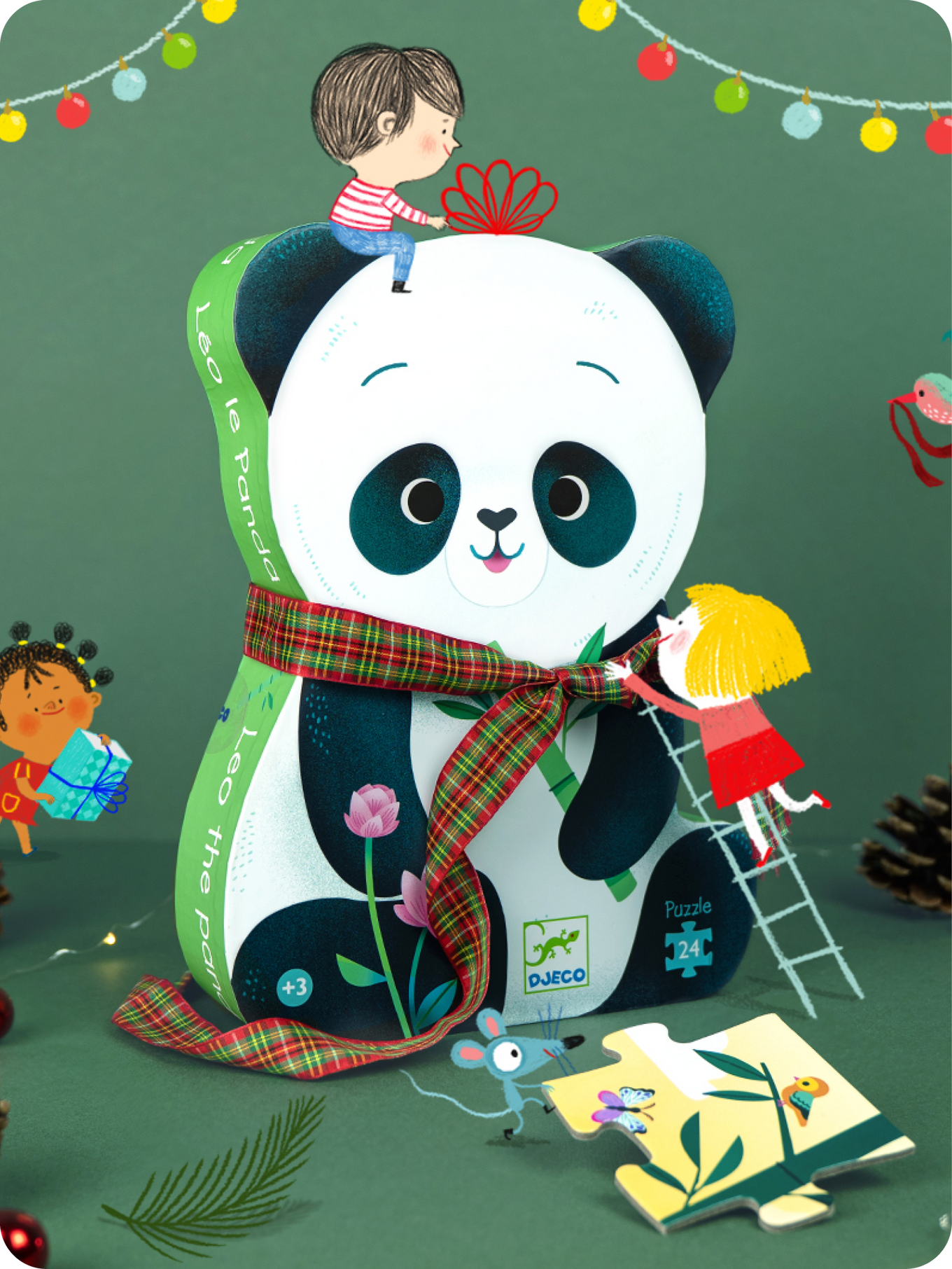 Djeco puzzel Leo de panda met vrolijke figuren | 1
