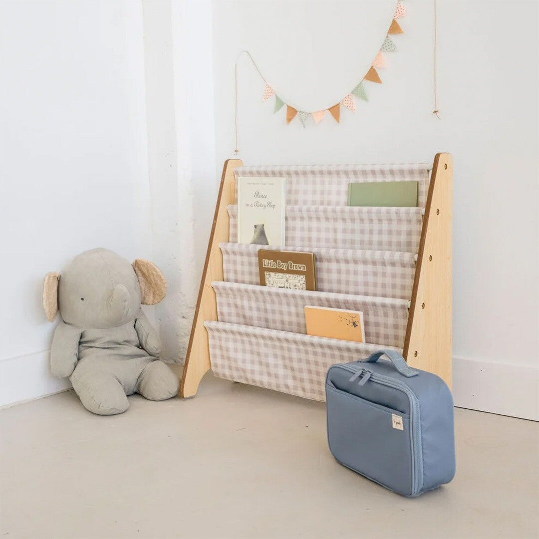 3 sprouts kinderboekenrek - beige gingham | 107-016-017  | 1
