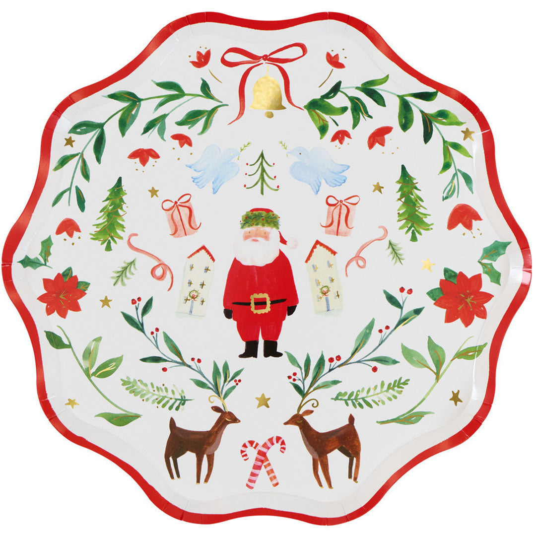 meri meri borden foliage santa - groot - 8st | 303666