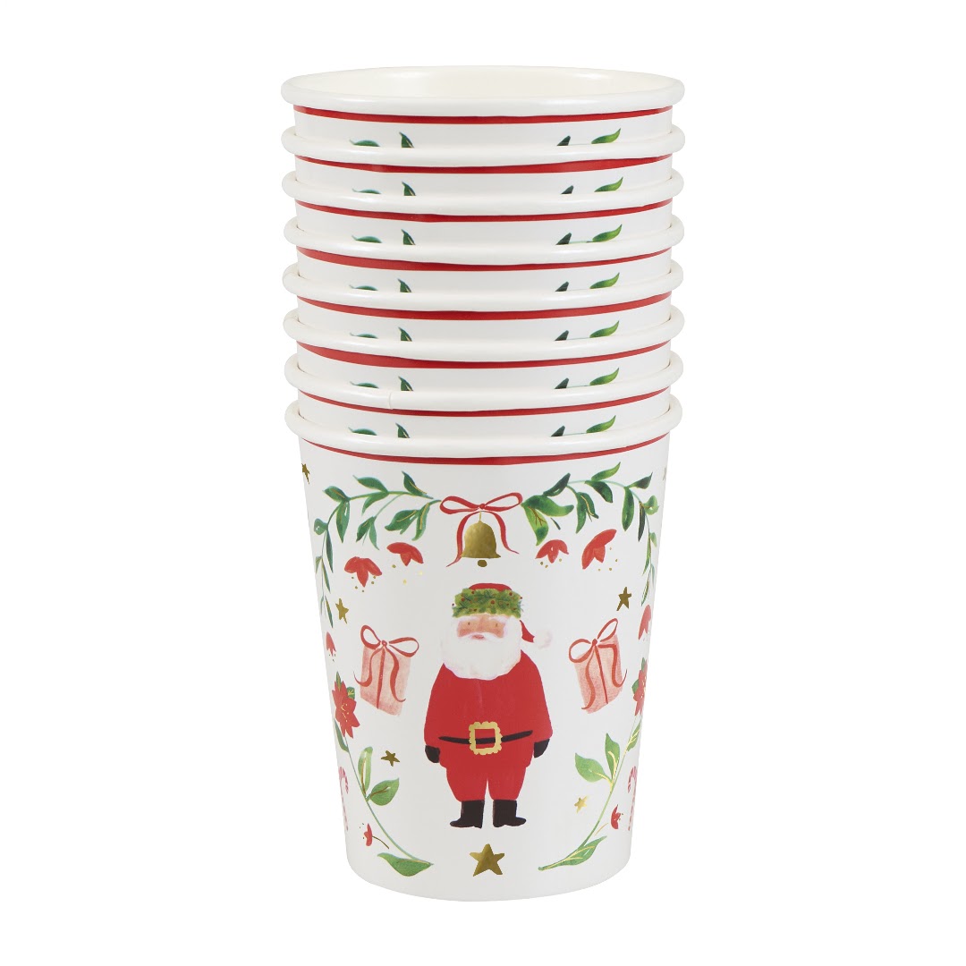meri meri bekers foliage santa - 8st | 303819