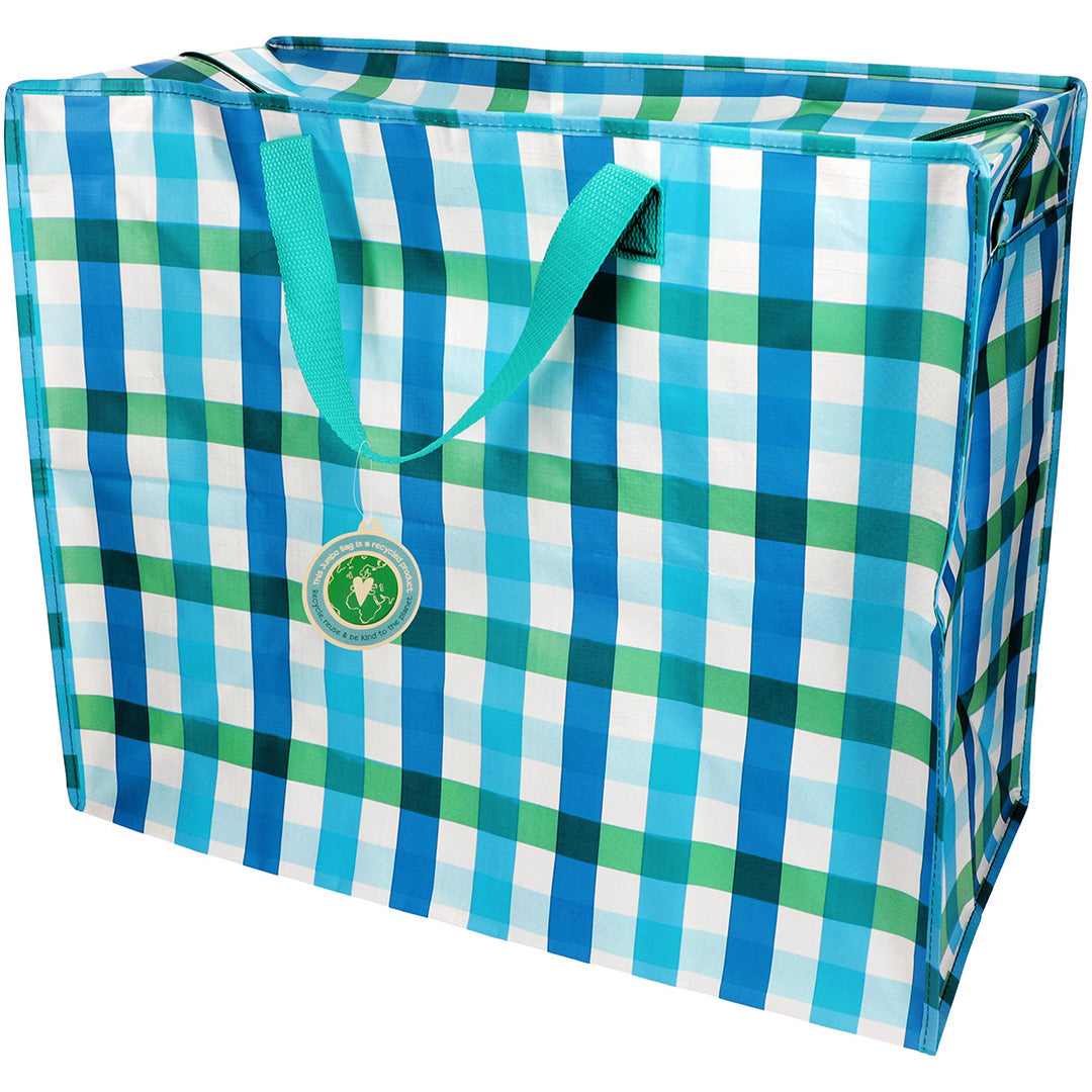 rex london jumbo opbergtas blue gingham | REX31878 | 1
