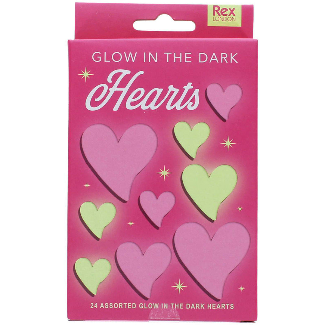 Glow in the dark stick-on shapes (box of 24) - Hearts | REX31999 | 1
