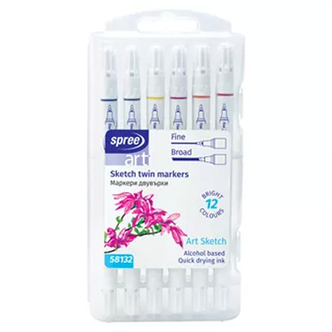 spree alcohol markers - sketch - brede- en fijne punt - 12st
