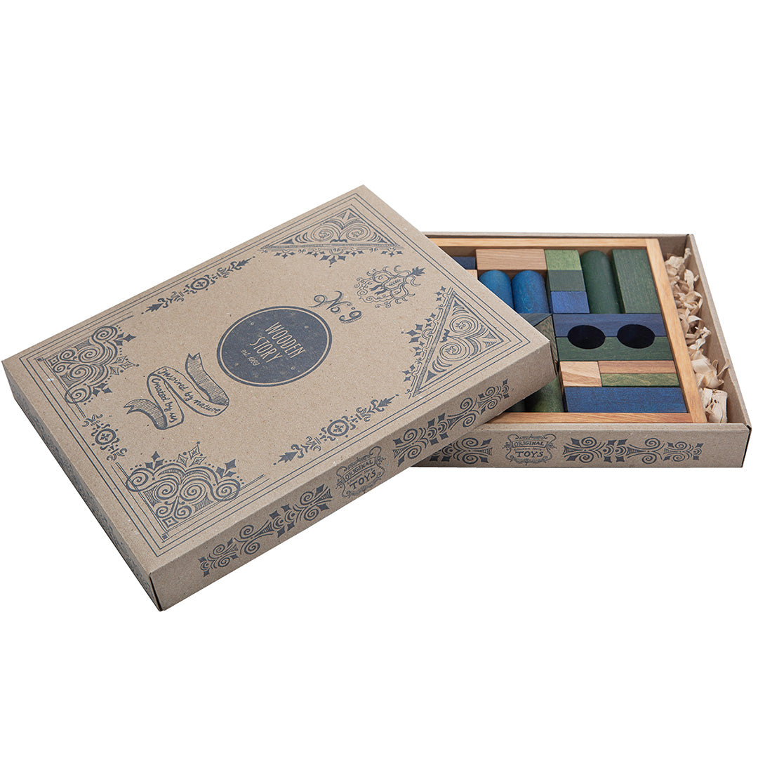 wooden story stapelblokken - koel - 30st | WS141 | 3