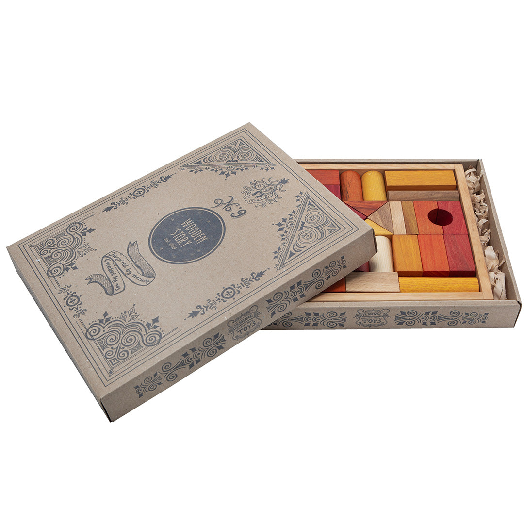 wooden story stapelblokken - warm - 30st | WS142 | 3