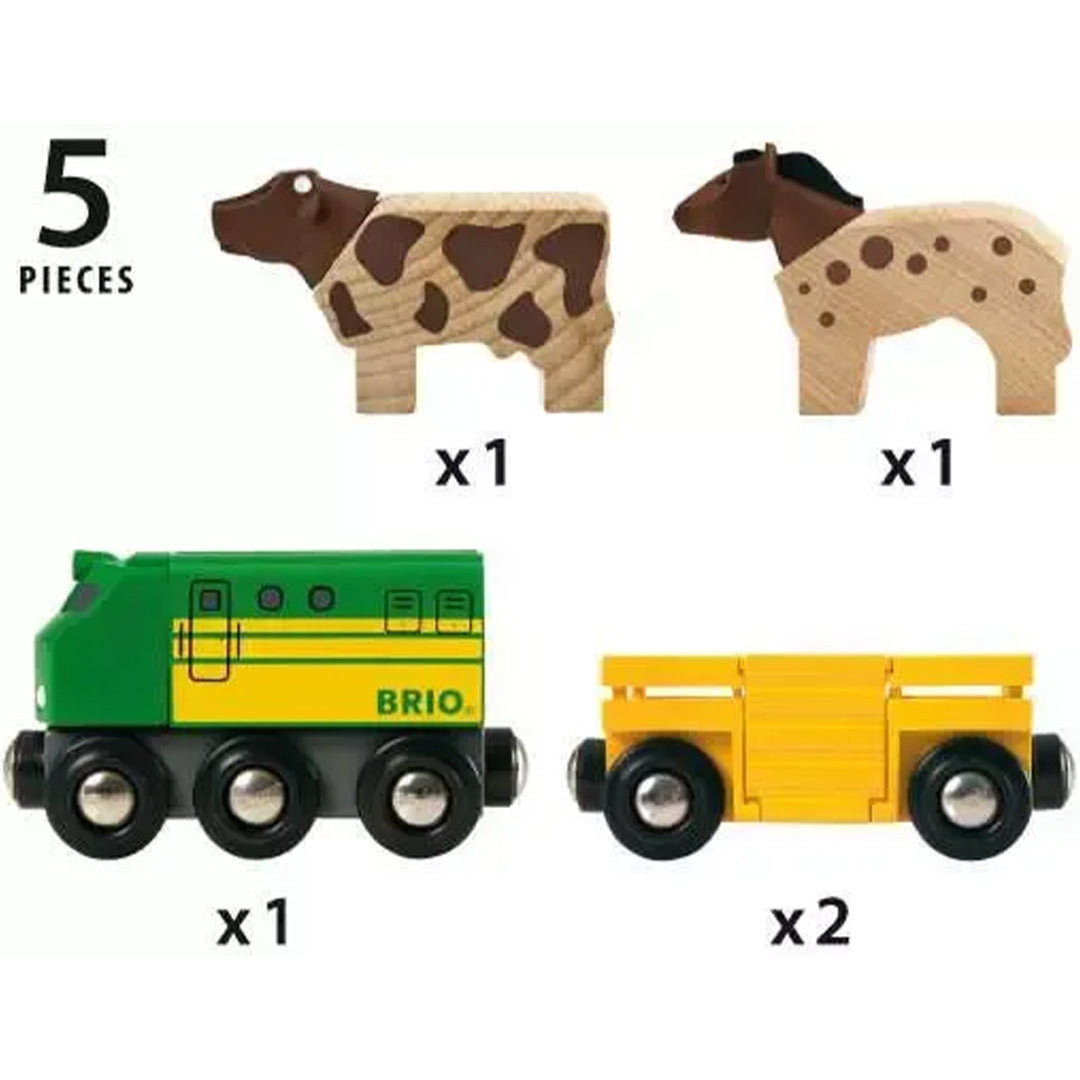 brio train avec animaux de la ferme - 5 pièces