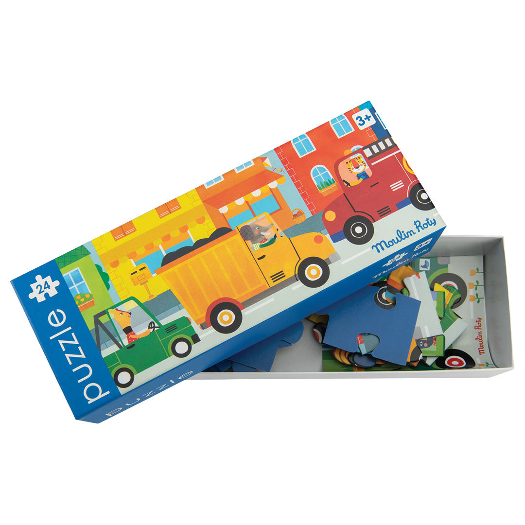 moulin roty puzzel les popipop - voertuigen - 24st | 661378 | 3