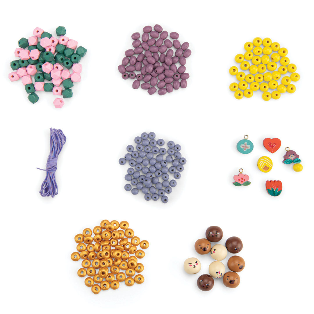 moulin roty set de perles en bois les minouchkas
