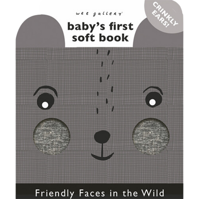 wee gallery livre en tissu visages amicaux - nature