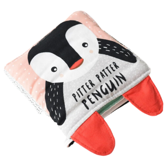 wee gallery stoffen knisperboekje - pinguïn