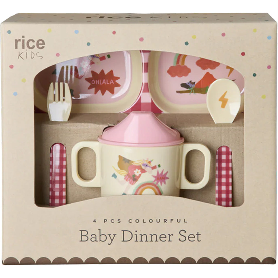 rice vaisselle pour enfants hero - rose - 4 pcs