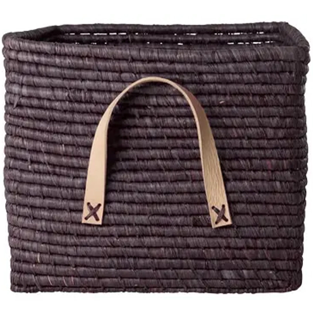 rice opbergmand raffia - chocolade bruin | BSRAT-30BR