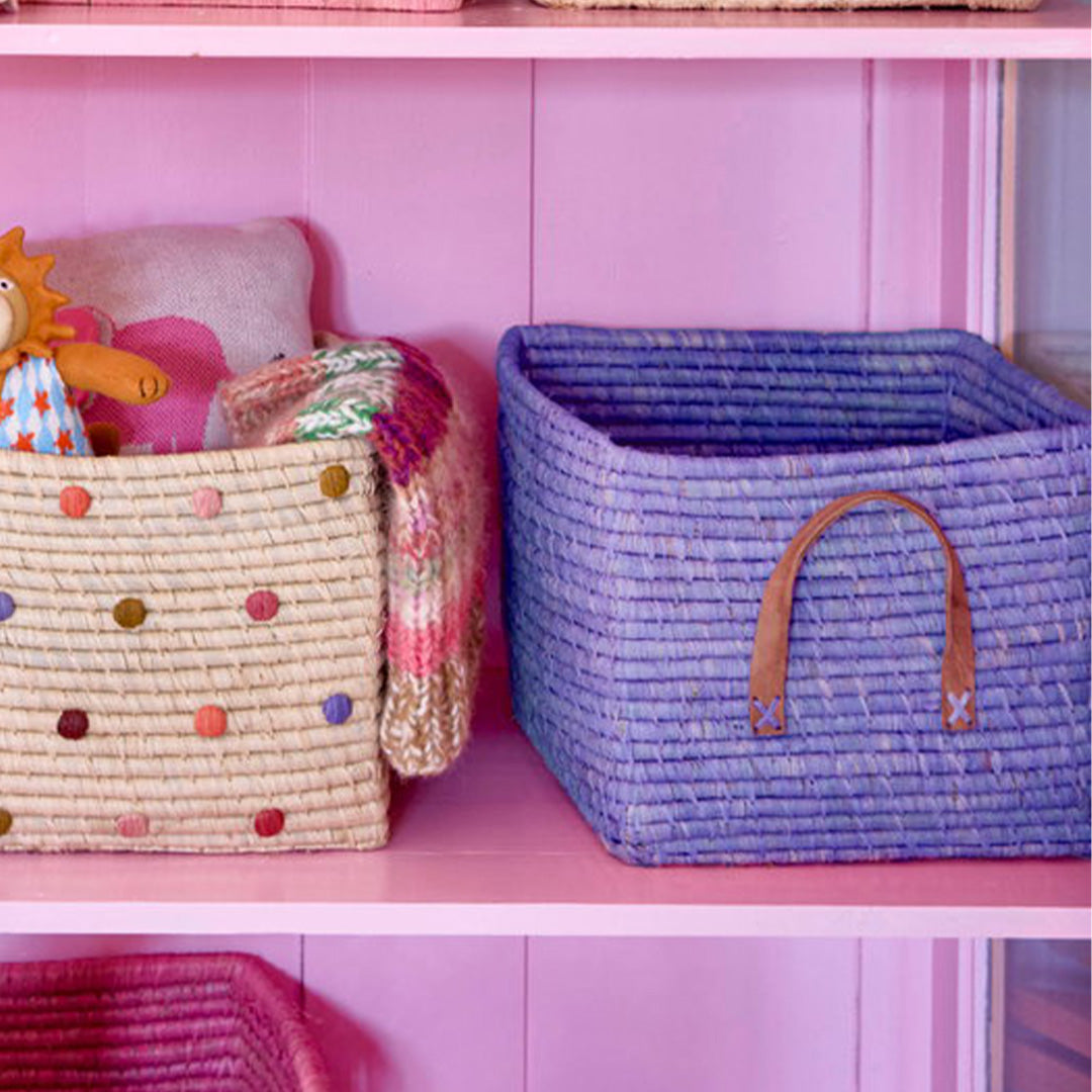 rice opbergmand raffia - dark lavender | BSRAT-30DLA | 2