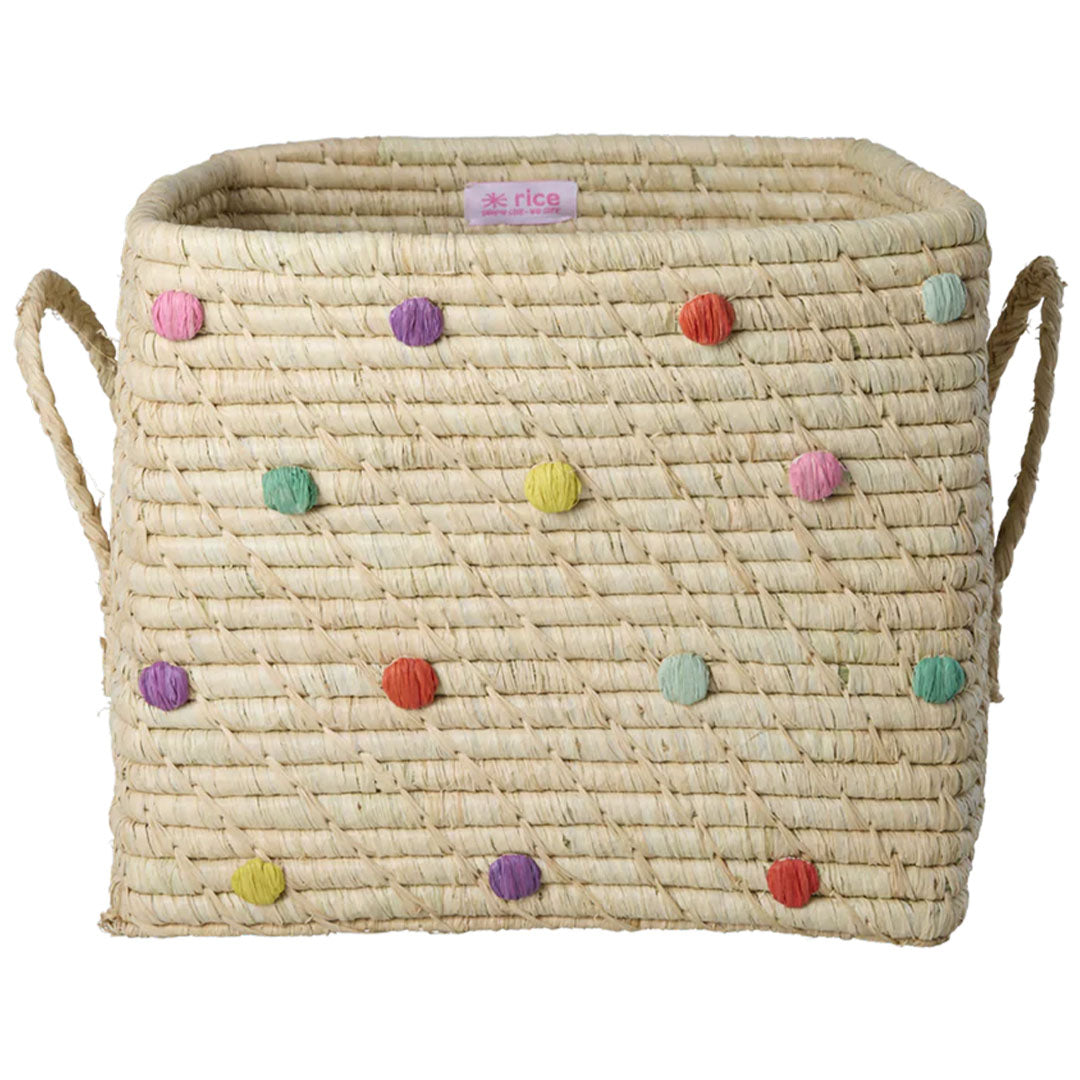 rice opbergmand raffia - stippen | BSRAT-30DOTSS26 | 1