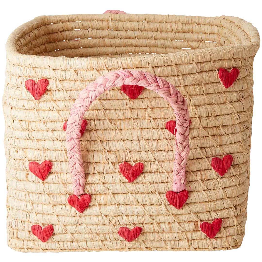 rice opbergmand raffia - hartjes | BSRAT-30HEA
