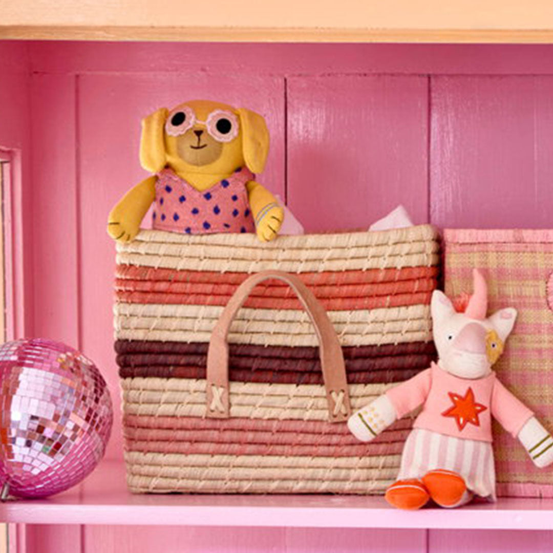 rice opbergmand raffia - stripes | BSRAT-30STRIPAW26 | 2