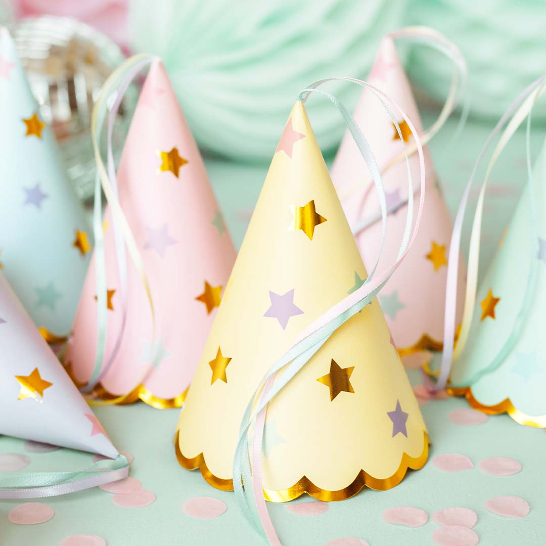 partydeco feesthoedjes - sterren - 6st | CPP28 | 2