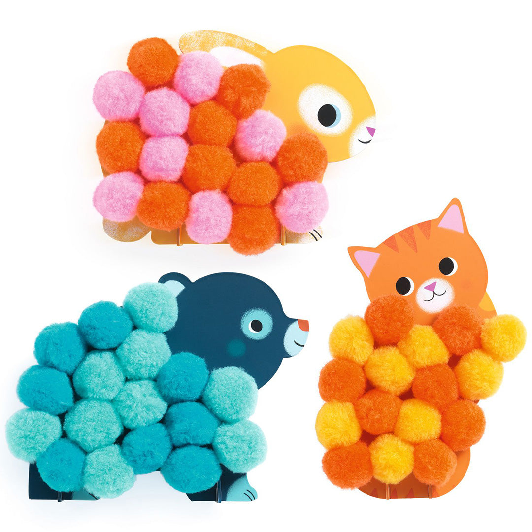 djeco coffret créatif animaux et pompons