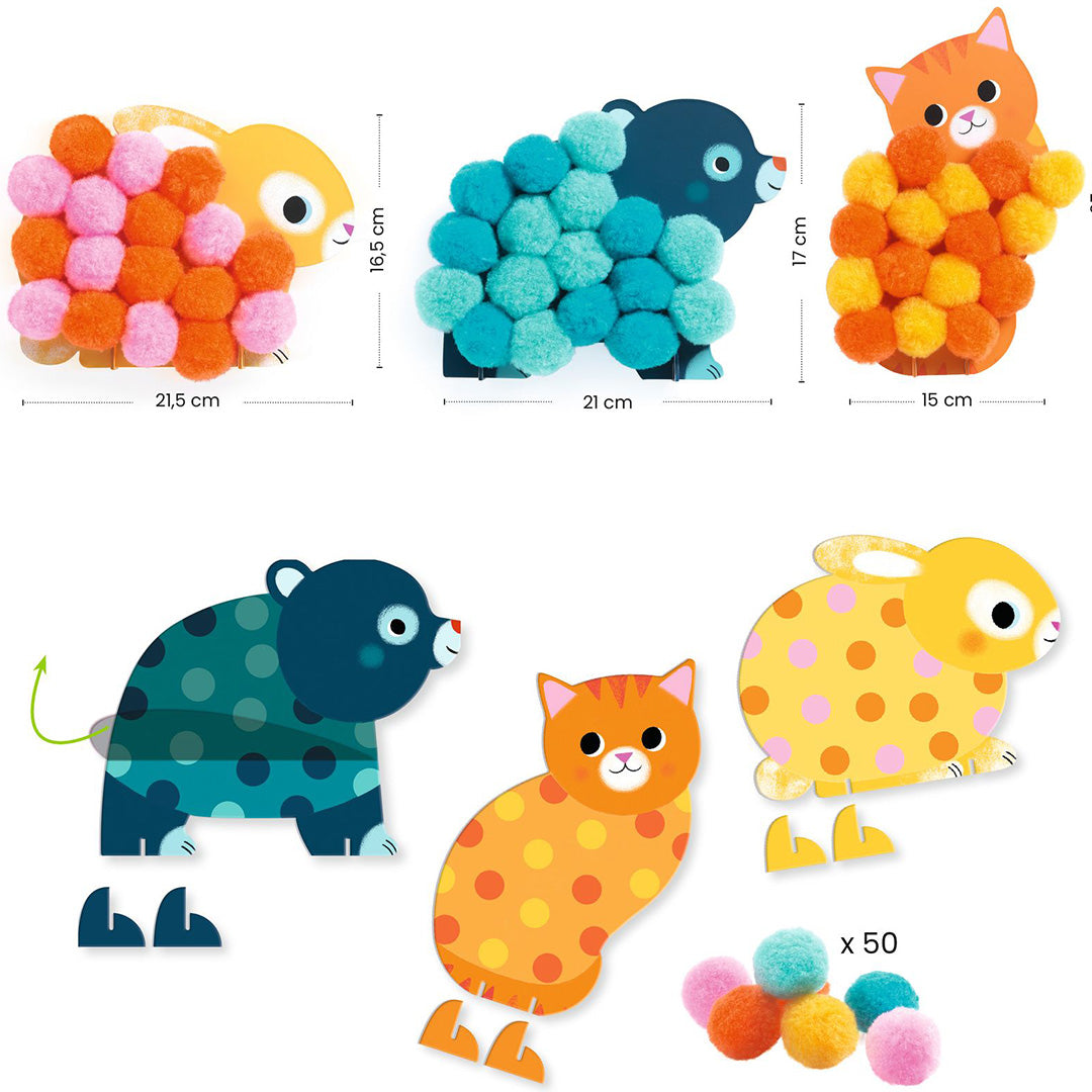 djeco coffret créatif animaux et pompons