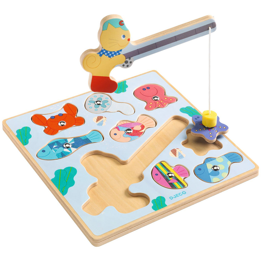 djeco 2-in-1 houten puzzel puzz & fish bariolo - 9st | DJ01082 | 1