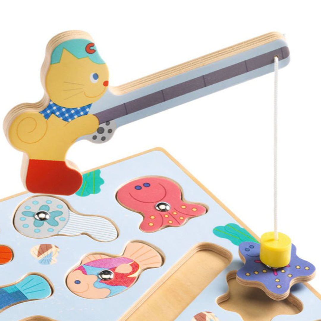 djeco 2-in-1 houten puzzel puzz & fish bariolo - 9st | DJ01082 | 3