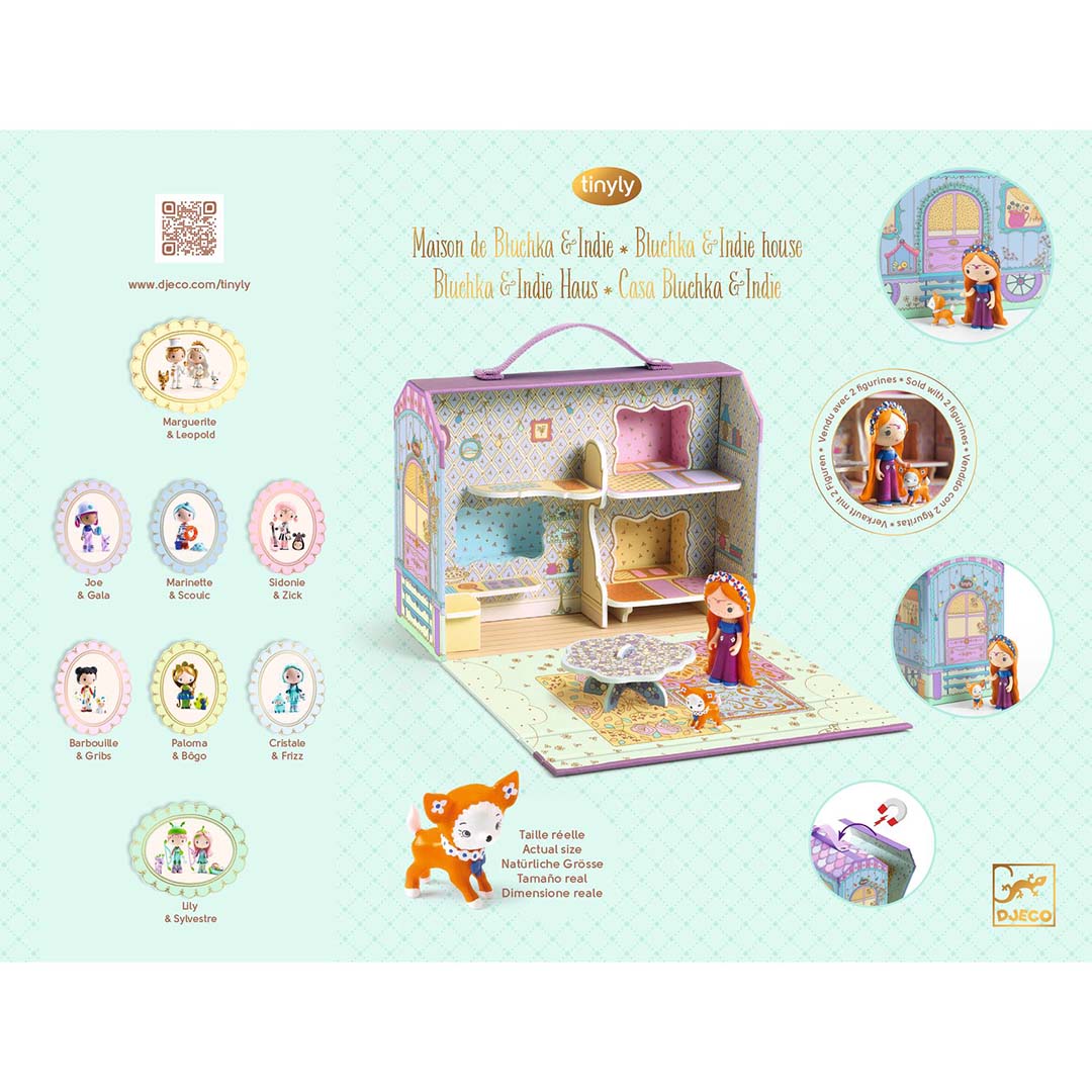 djeco tinyly draagbaar poppenhuis - bluchka & indie | DJ06952 | 6