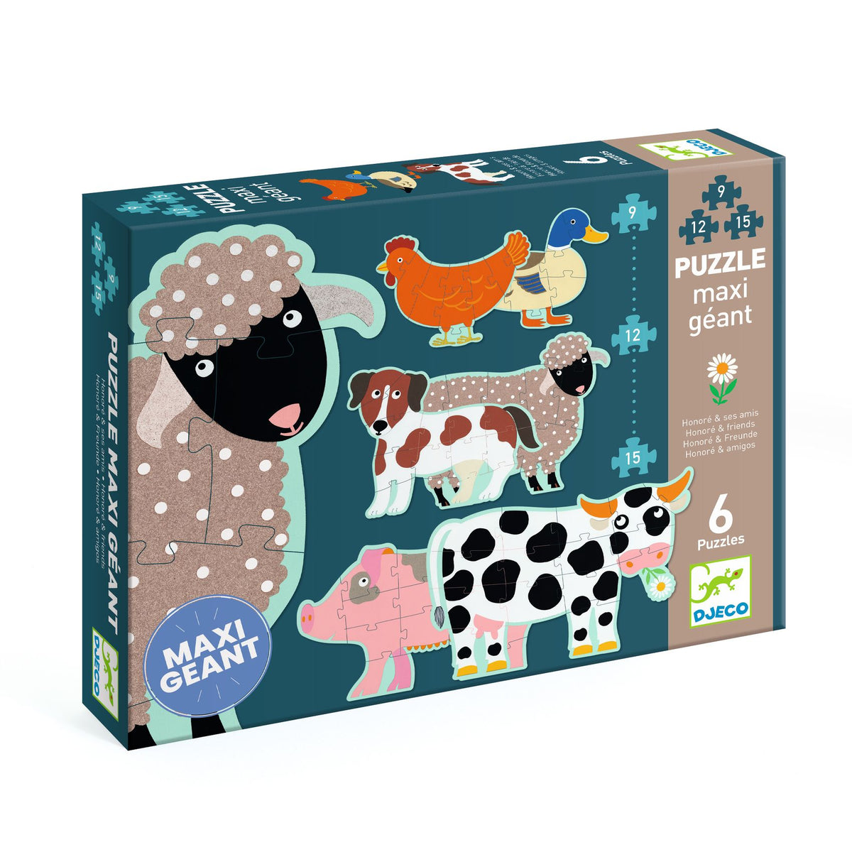 djeco puzzle honoré & amis 6 pièces