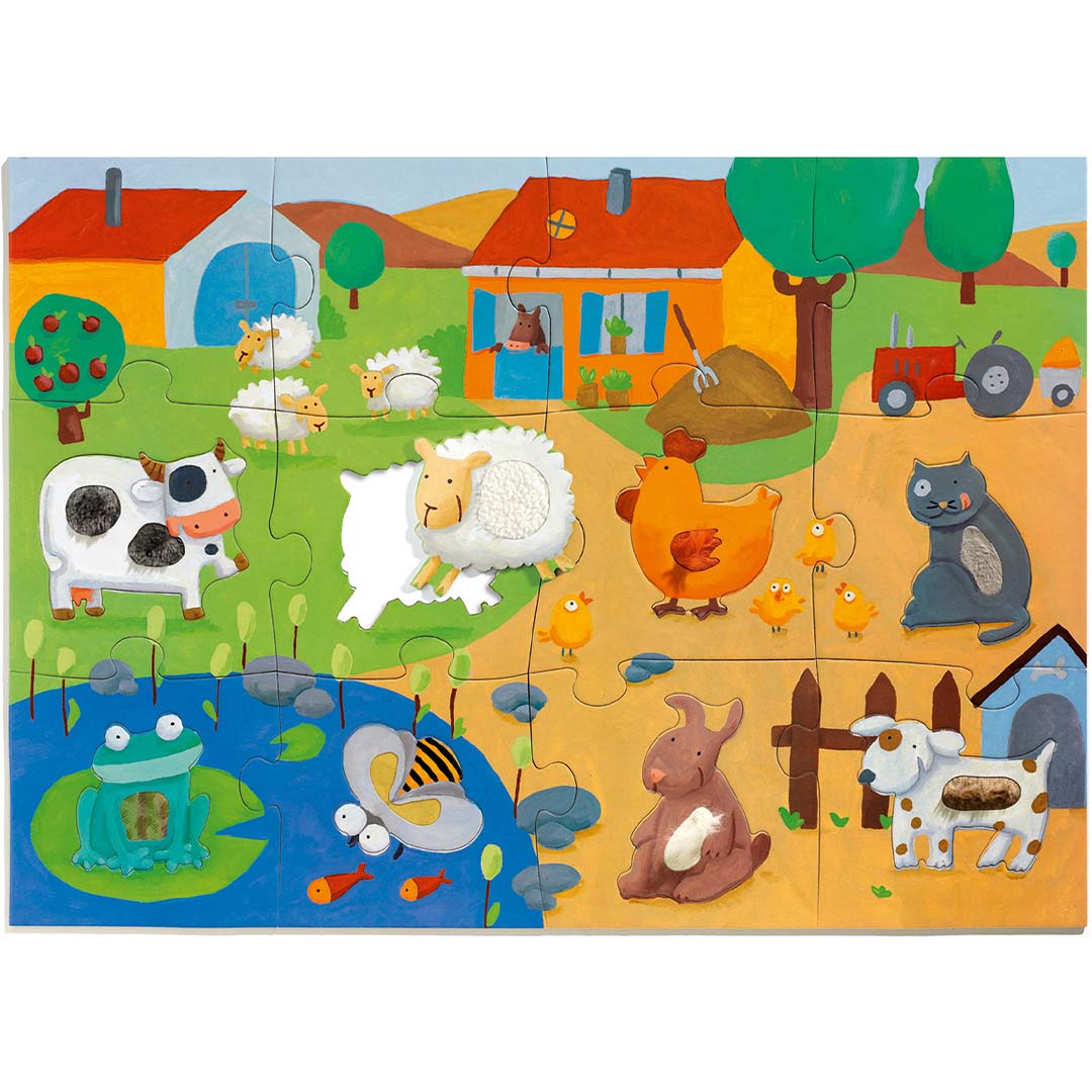 djeco puzzle sensoriel ferme - 20 pcs