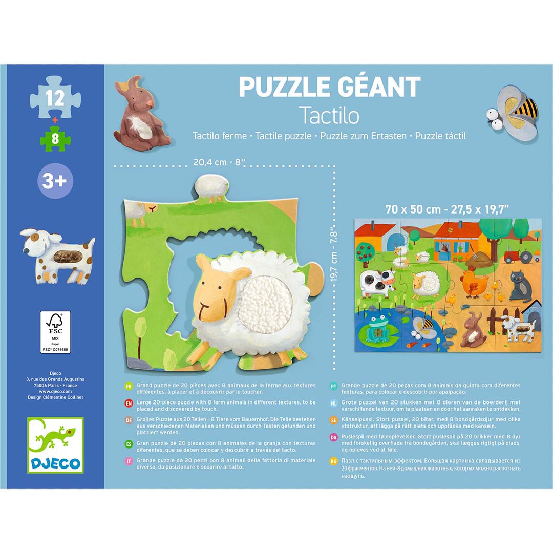 djeco puzzle sensoriel ferme - 20 pcs
