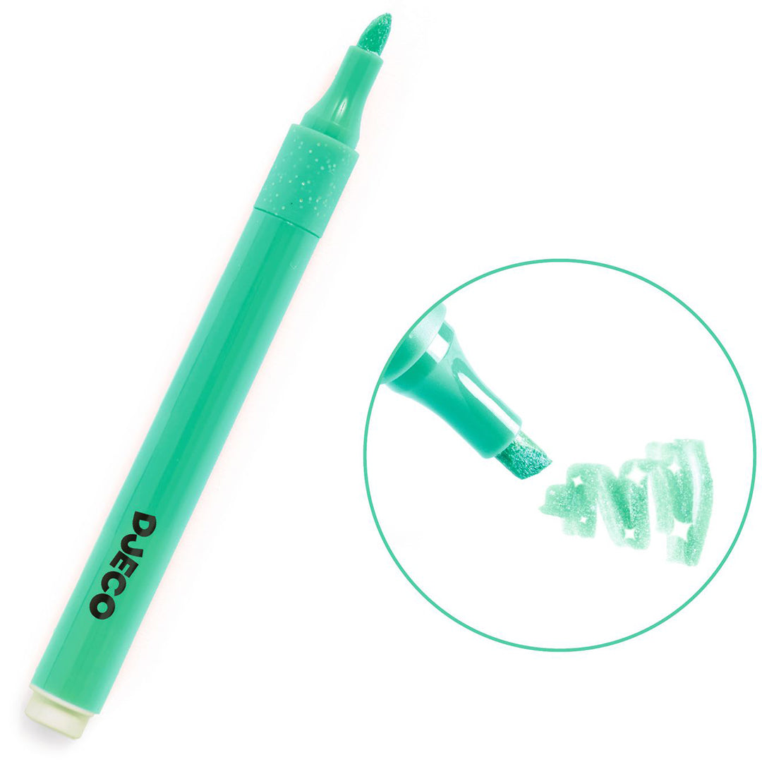 djeco markeerstiften glitter - mojito - 6st | DJ09535 | 1