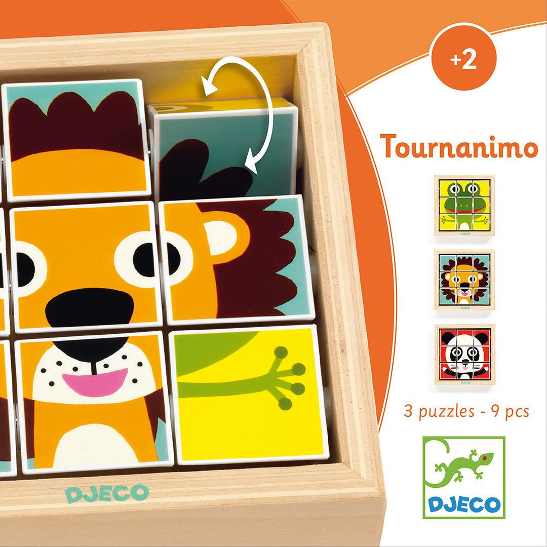 djeco puzzle qui tourne - touranimo (9 pièces)