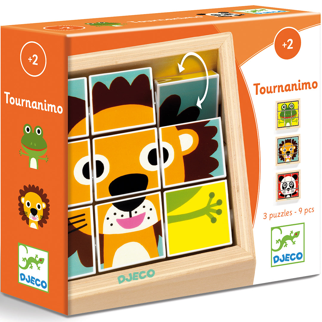 djeco puzzle qui tourne - touranimo (9 pièces)