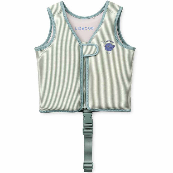 liewood zwemvest dove seersucker - peppermint - sandy - 15-19 kg | LW20739 | 2