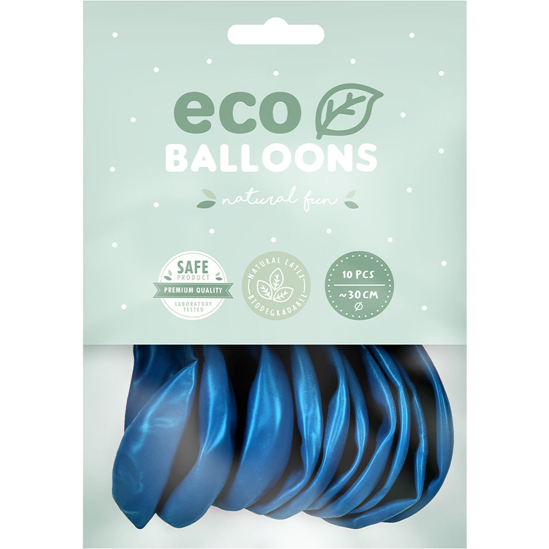 partydeco ballonnen metallic - navy blauw - 30 cm - 10st | ECO30M-074-10 | 2