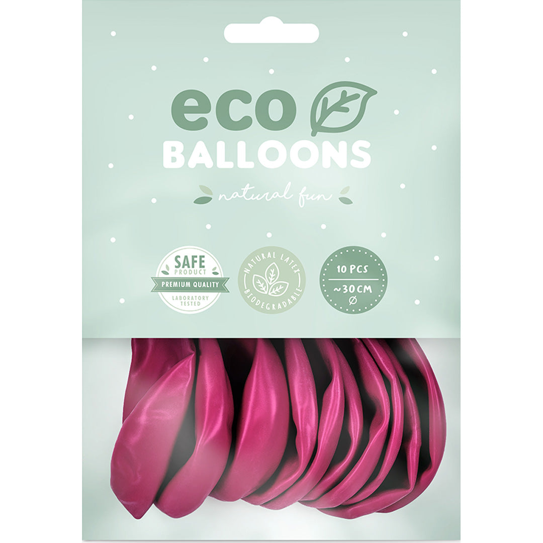 partydeco ballonnen metallic - fuchsia - 30 cm - 10st | ECO30M-080-10 | 2