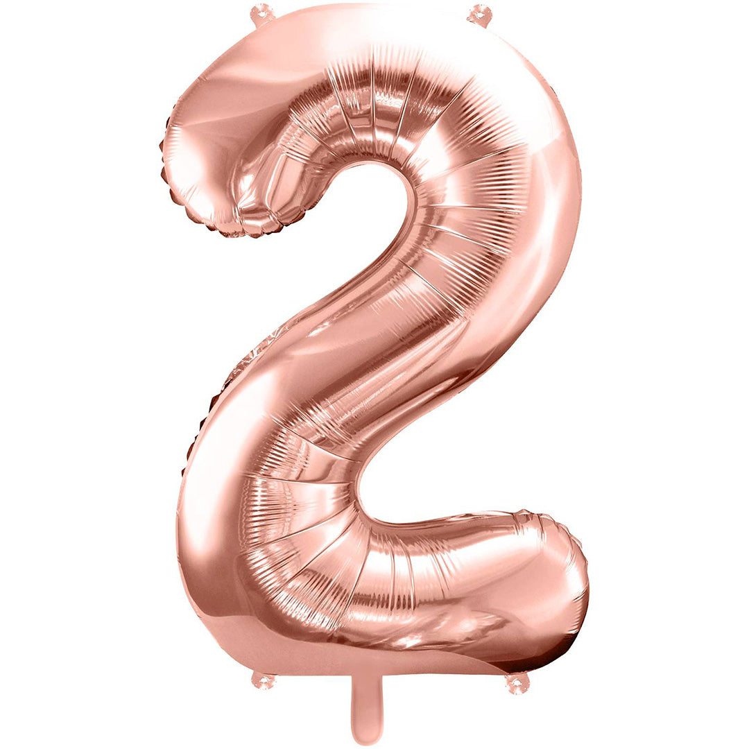 partydeco cijferballon 2 rose goud - 86 cm | FB1M-2-019R | 1