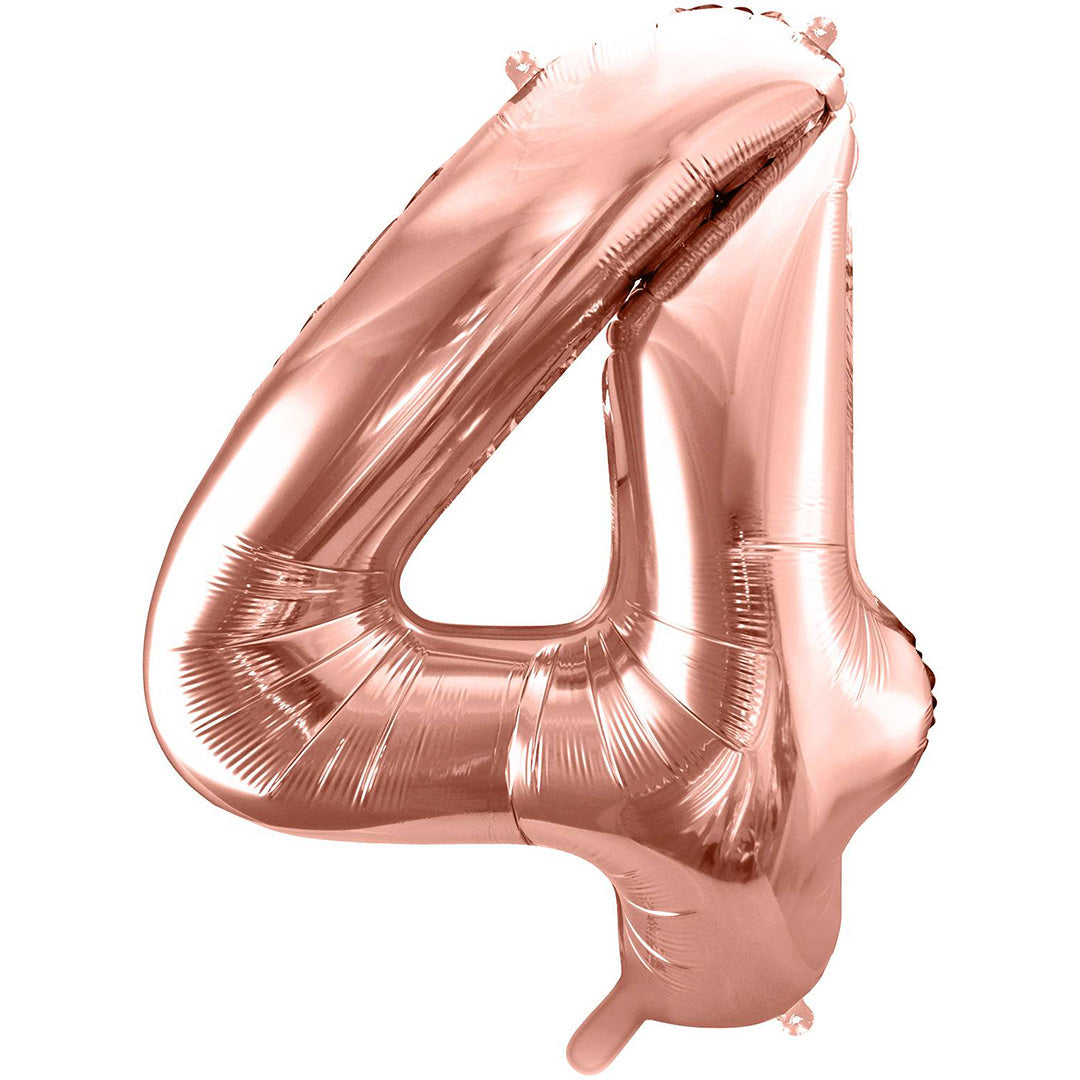 partydeco cijferballon 4 rose goud - 86 cm | FB1M-4-019R | 1
