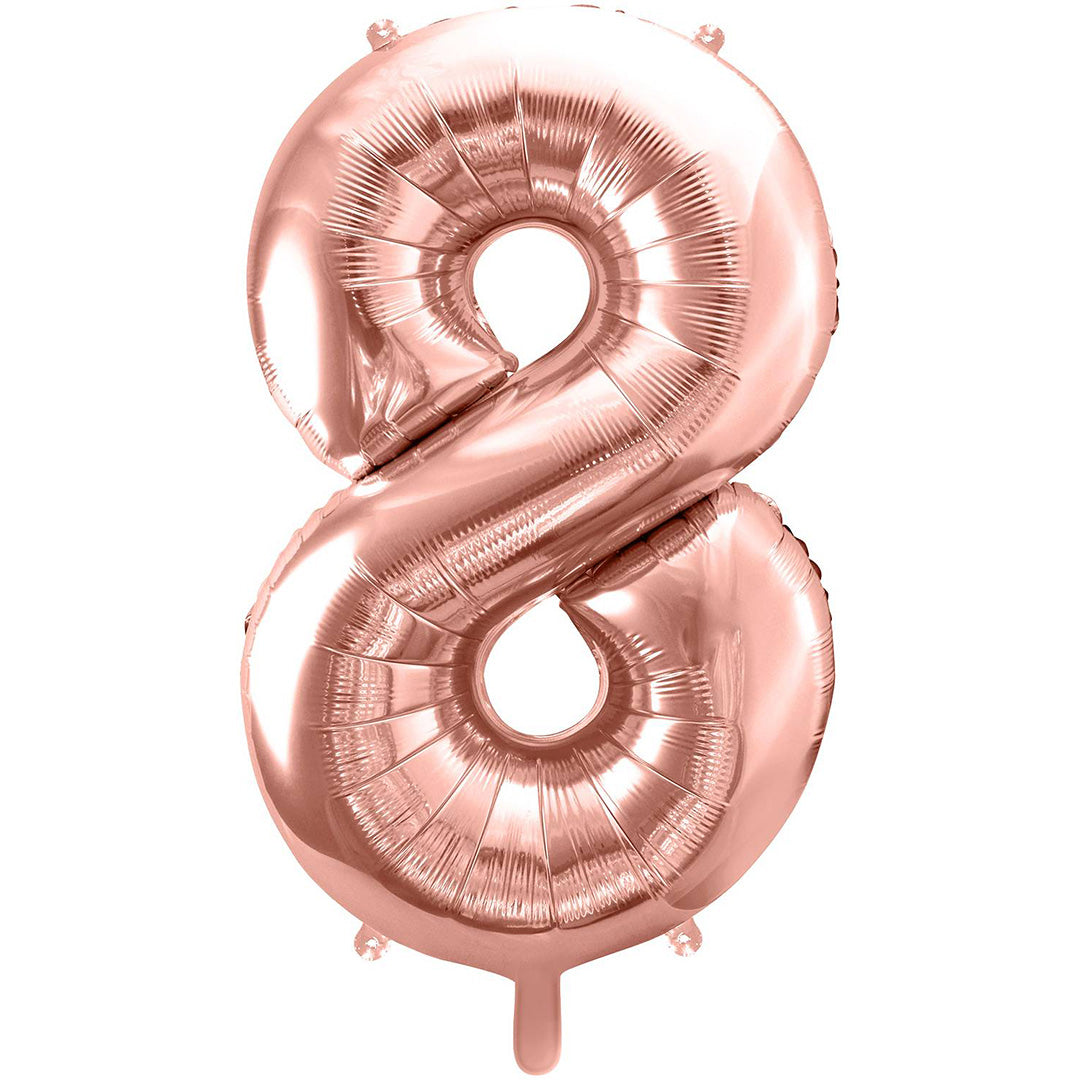 partydeco cijferballon 8 rose goud - 86 cm | FB1M-8-019R | 1