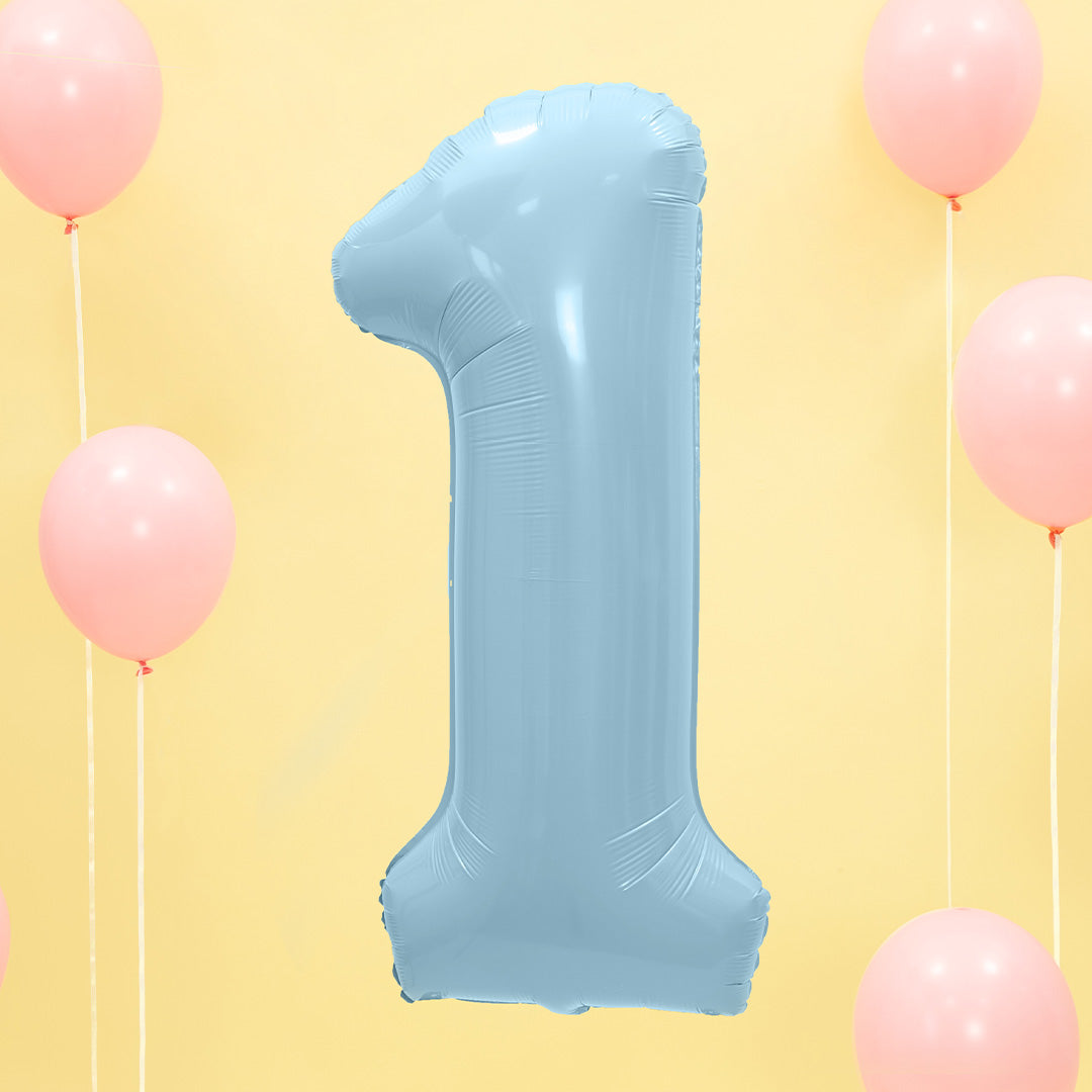 partydeco ballon chiffre 1 bleu clair - 86 cm